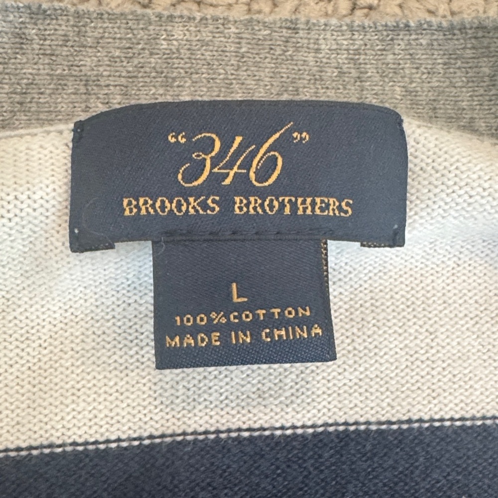 Brooks Brothers Men's Navy and White Striped Cardigan - Picture 2 of 5